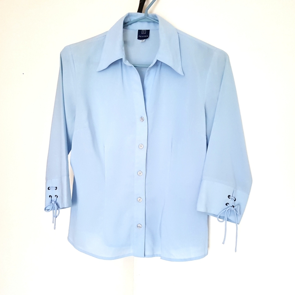 Ladies light blue 3/4 sleeve blouse
